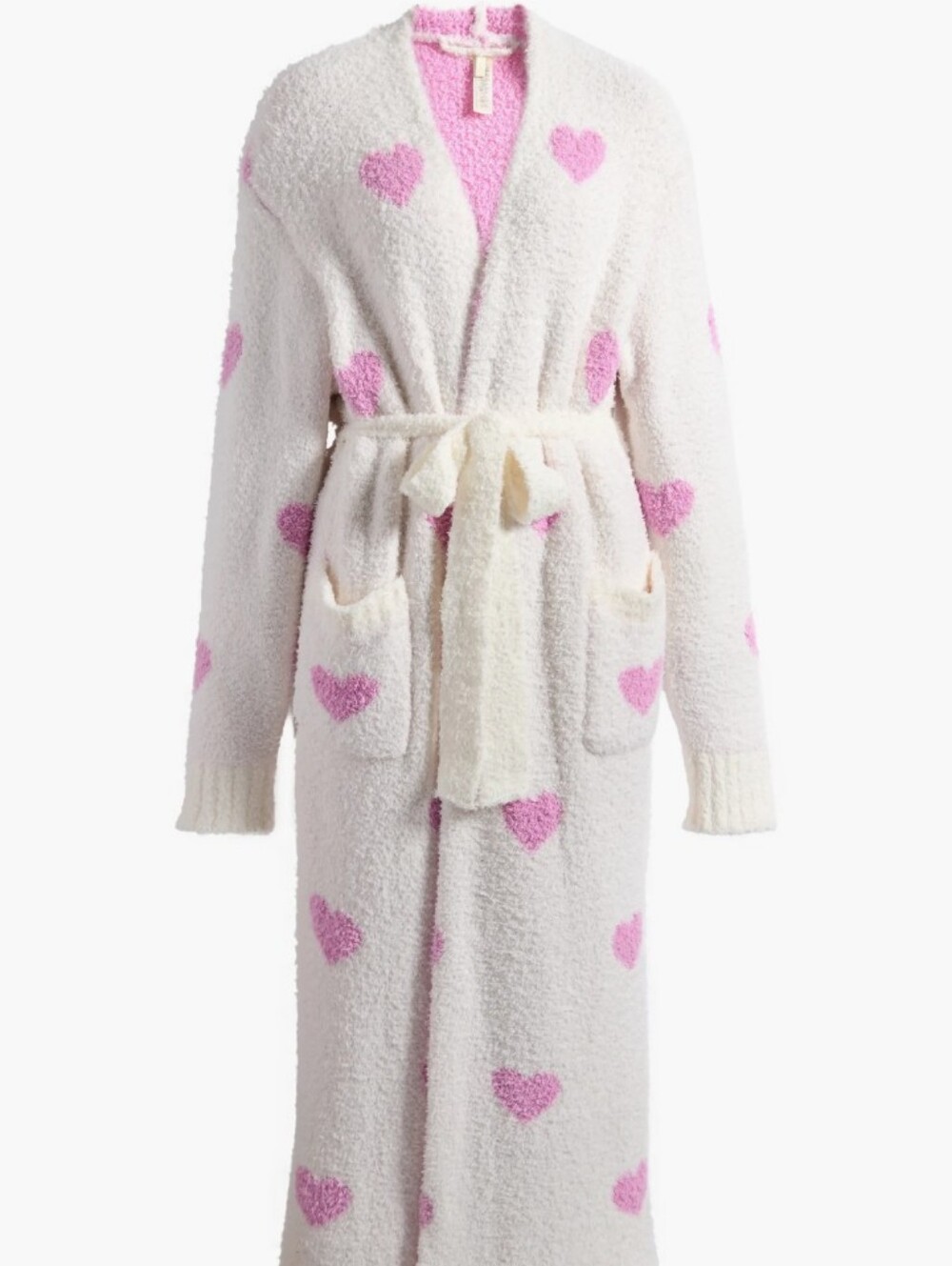 SKIMS Cozy Knit Robe With Pink Hearts - NWOT